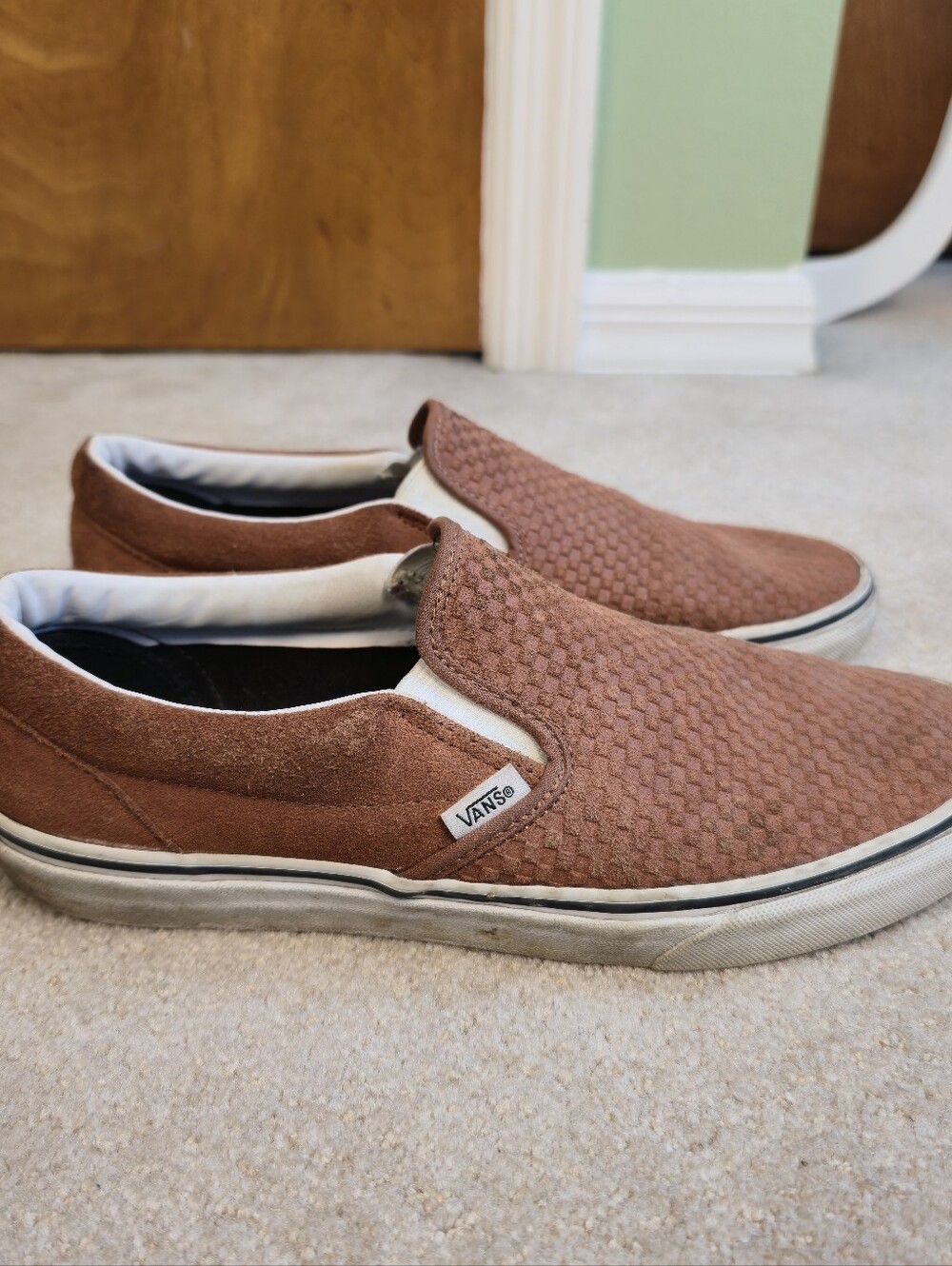 Vans Terracotta Diamond Weave Suede Slip-On Skate Sneakers - Men’s US 9 / EU 42